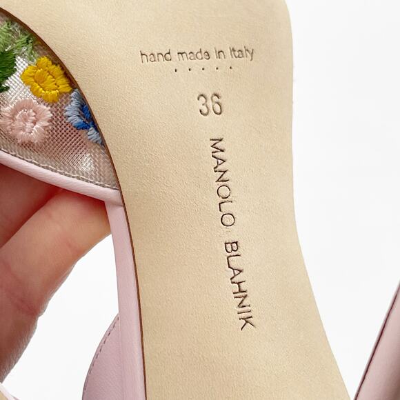 Manolo Blahnik Pink Floral Heels - Picture 13 of 14